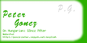 peter goncz business card